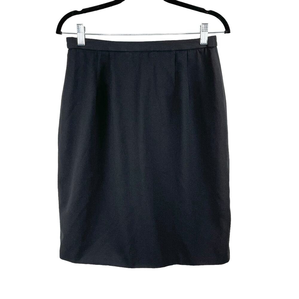 Vintage Niteline Black Pleated Pencil Skirt High Waist Back Slit Tag 10 Fits 6